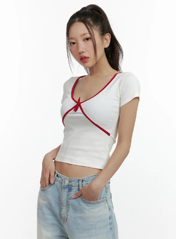 Weekend Bargains to Enjoy Ribbon Charm Crop Top CL410