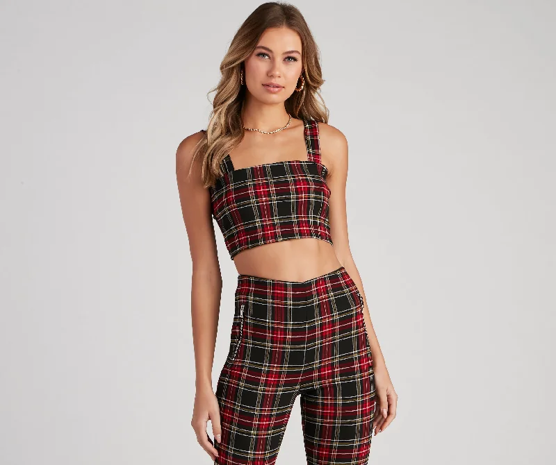 Unmissable Offer Perfect In Plaid Crop Tank