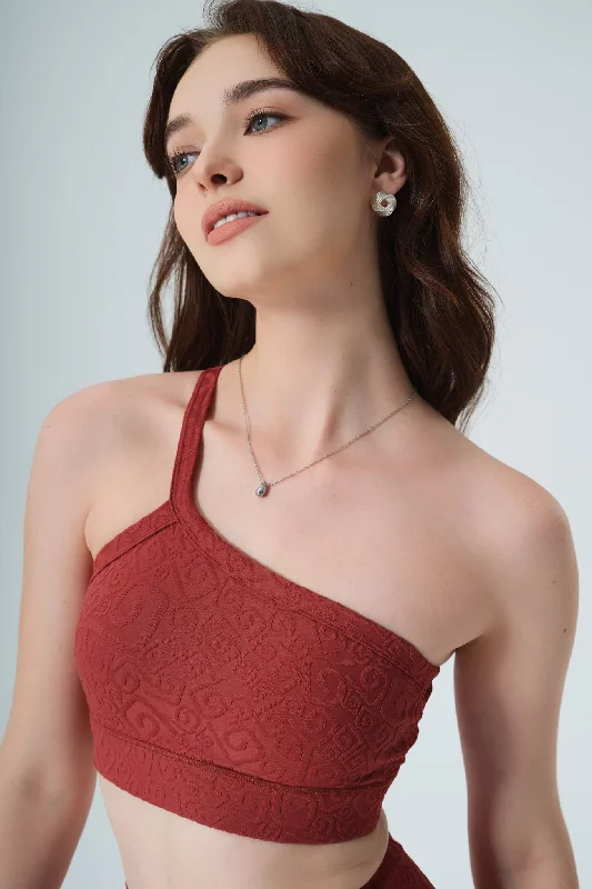 Price Slash Serein 3D Single Strap Shoulder Bra - Merlot