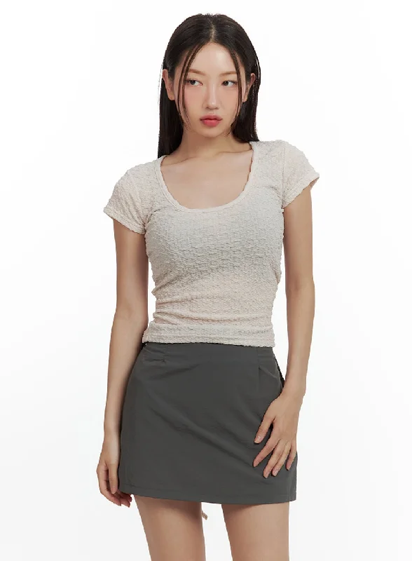 Reduced Price U-Neck Open Back Crop Tee CU420