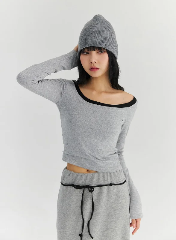 Weekend Specials Just for You Wide U-Neck Semi Crop T-Shirt CN09