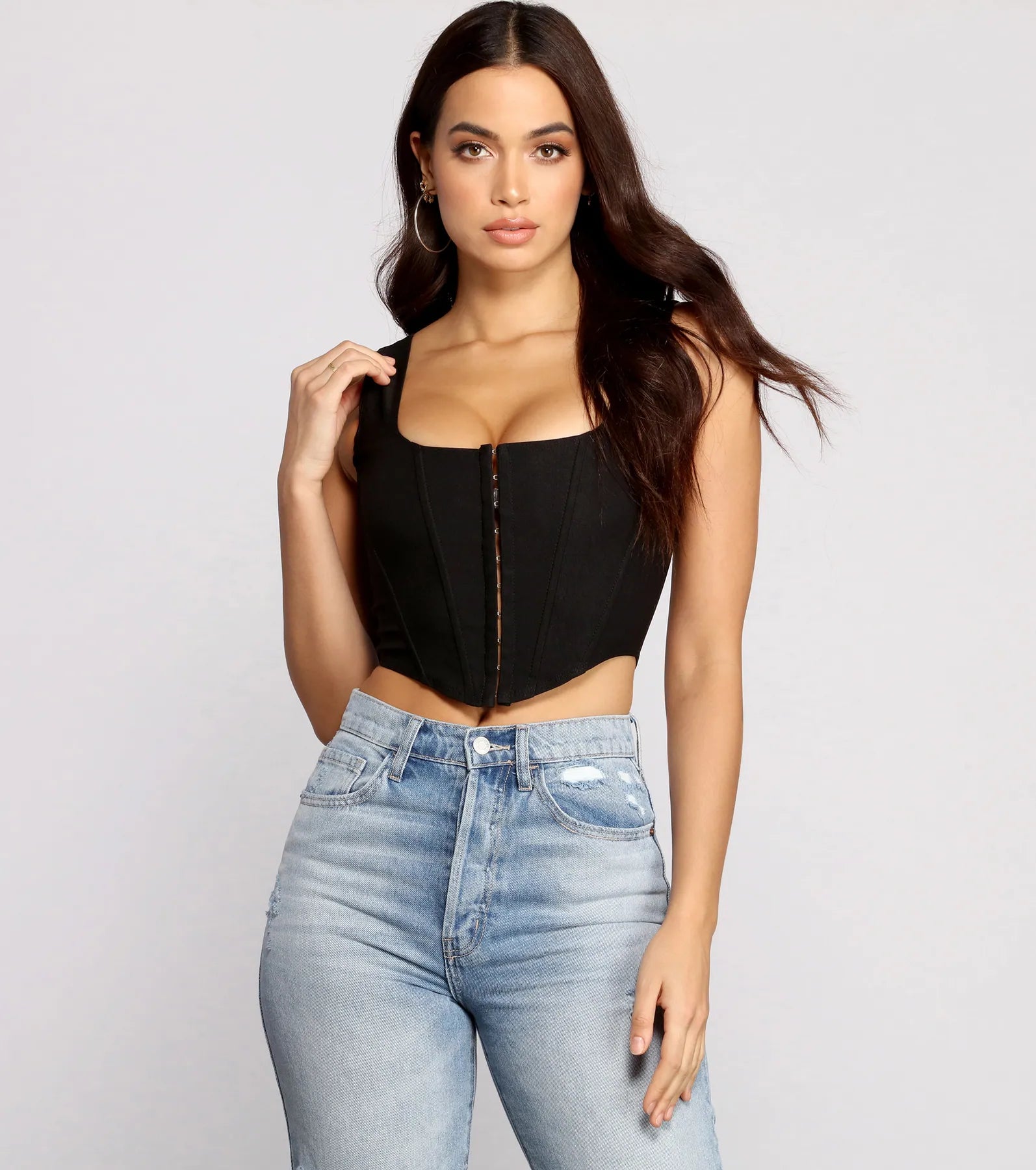 Online Exclusive Hook and Eye Corset Crop Top