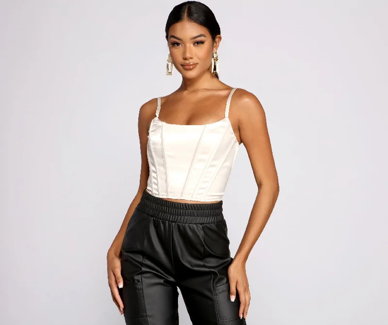 Weekend Specials to Delight Satin Stunner Cropped Corset Top