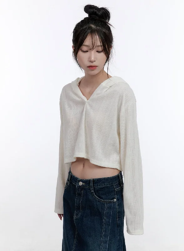 Act Fast Long-Sleeve Hooded Crop Top CO418