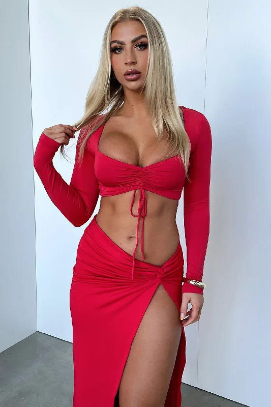 Now Available Victoria Long Sleeve Crop - Red