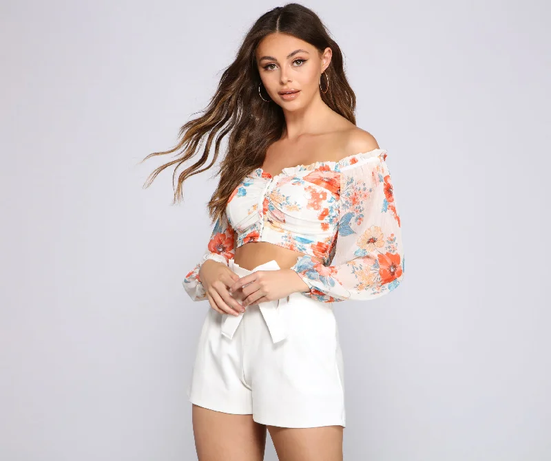 Weekend Sale: Don't Miss Out Fresh Floral Chiffon Corset Top