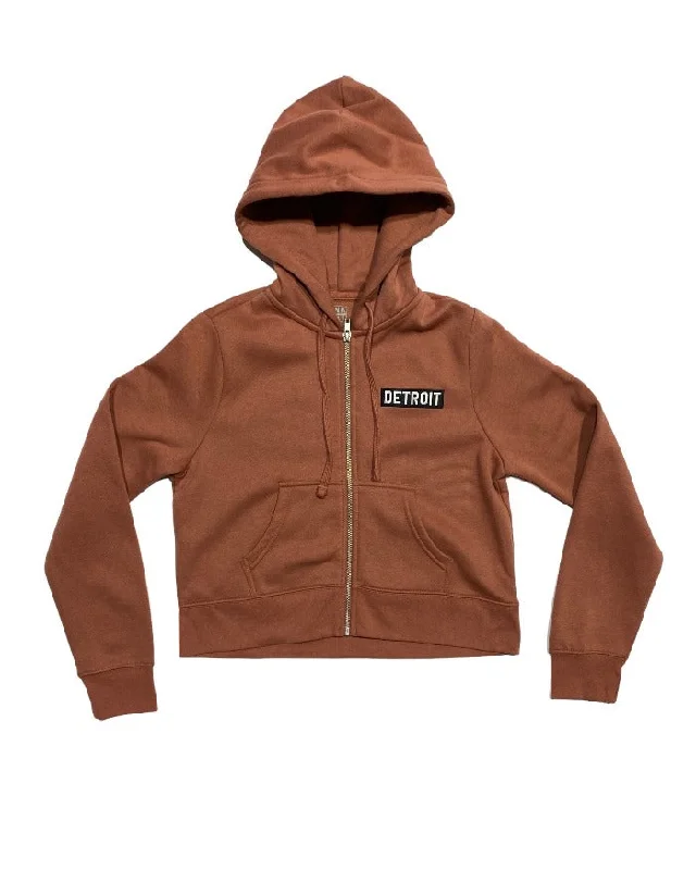Clearance Sale Ink Detroit- Crop Zip Up Hoodie - Desert Rose