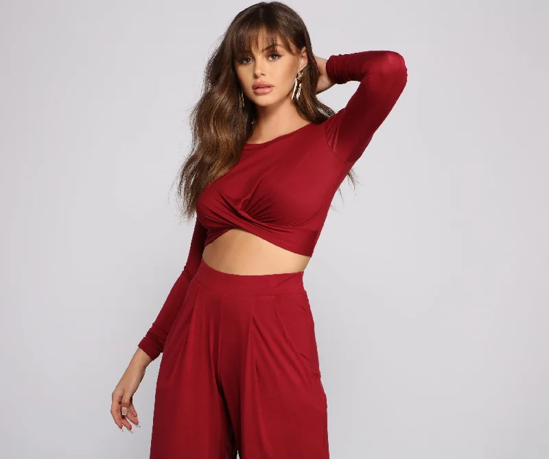 Mega Discount Trendy Twist Knit Crop Top