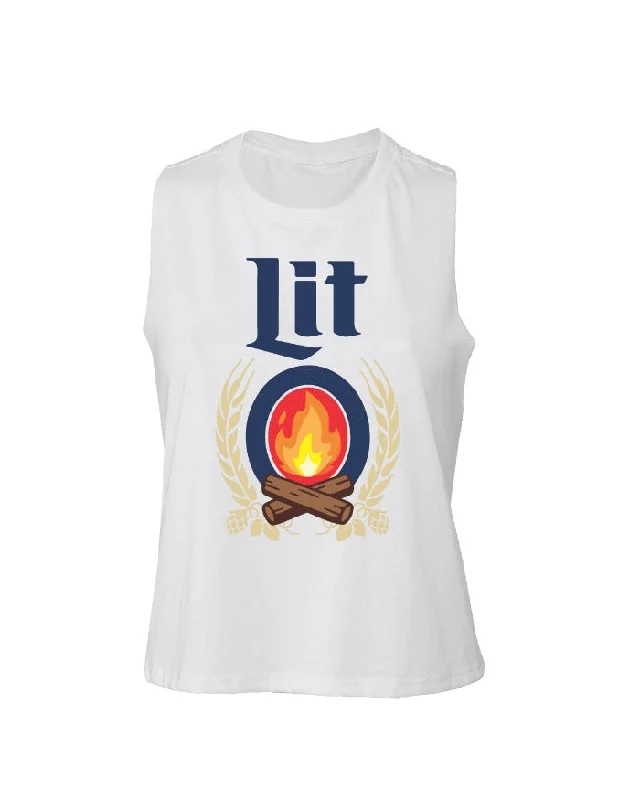Lowest Rates INK "Lit" Racerback Crop Tank - White