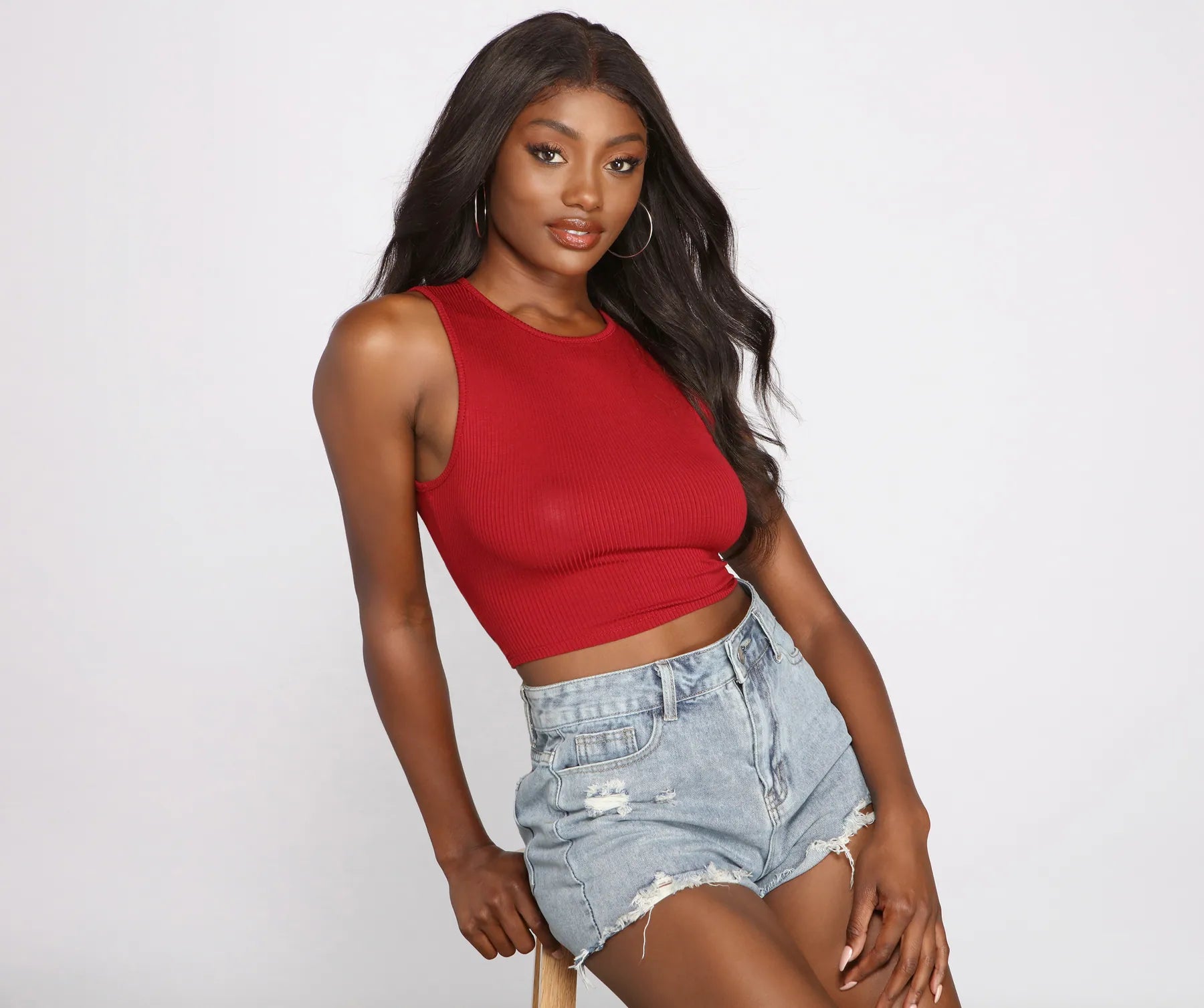 Weekend Offers That Please Casual Cutie Ribbed Knit Crop Top
