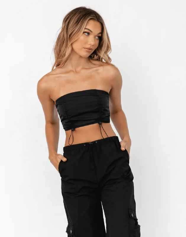 Weekend Savings Fiesta Pierson Crop Top (Black)
