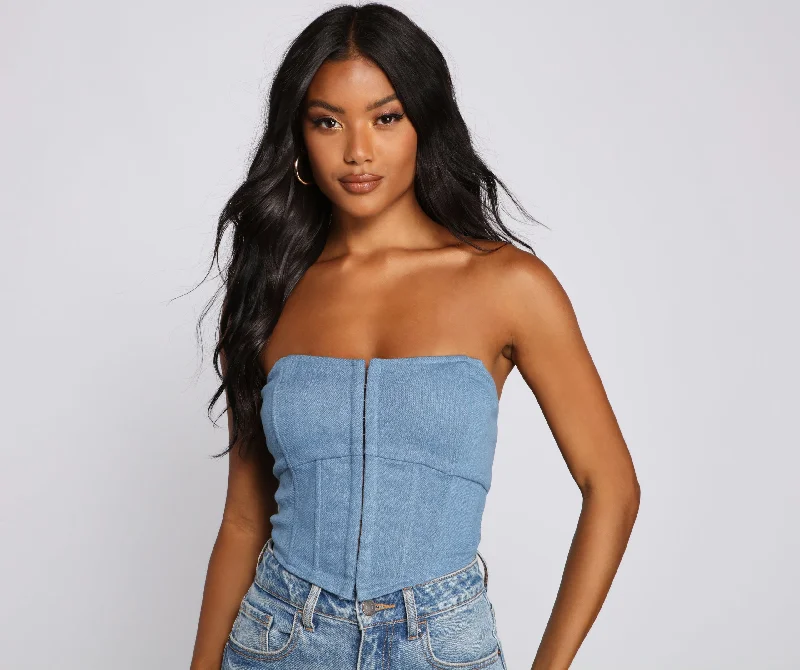 Shop and Save Trendy Glow Up Denim Corset