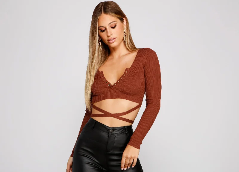 New Arrival Sultry Basic Ribbed Knit Crop Top