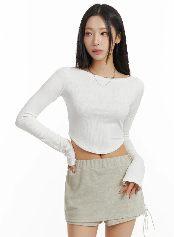 Weekend Specials to Celebrate Slim Fit Long Sleeve Crop Top CJ408