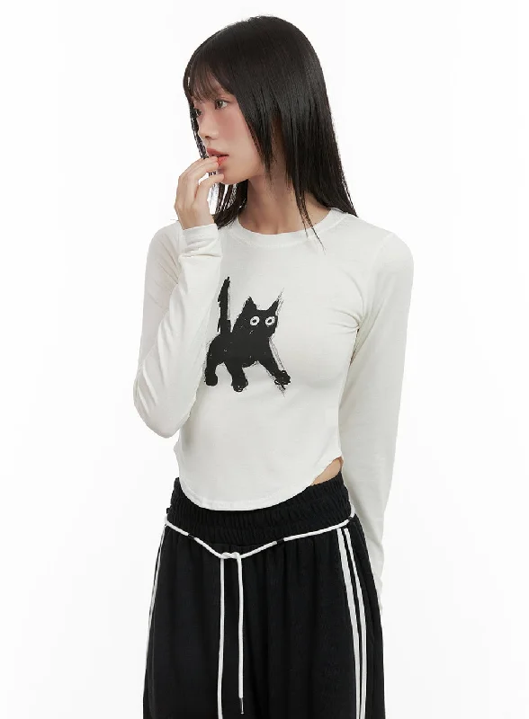 Weekend Offers That Dazzle Graphic Bliss Long Sleeve Crop Top CG426