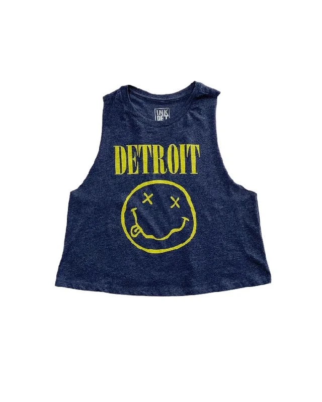 New Arrival Ink Detroit Teen Spirit Racerback Crop Tank - Navy