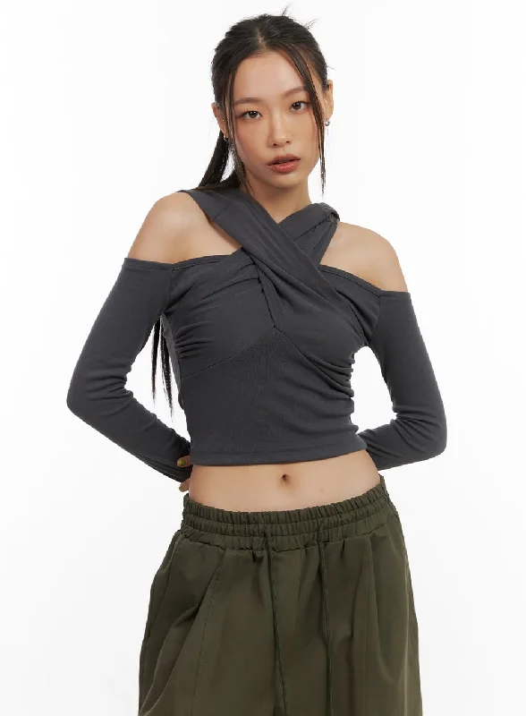 Weekend Savings Bonanza Twist Hooded Long-Sleeve Top CO424