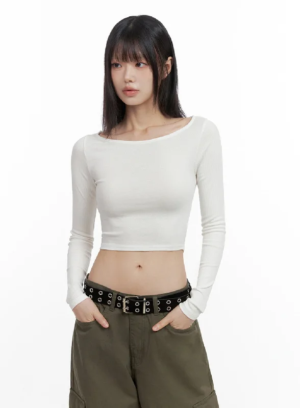 Major Deal Long-Sleeve Slim Crop Top IO430