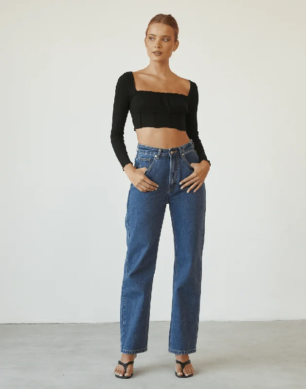 Weekend Special Talena Long Sleeve Top (Black)