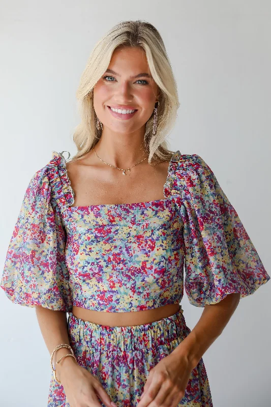 Crazy Deal FINAL SALE - Instantly Perfect Multicolored Floral Cropped Blouse