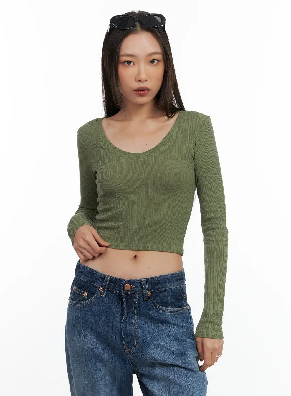 Amazing Value Slim U-Neck Crop Tee CO424