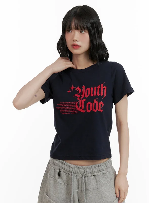 Weekend Offers That Tempt Lettering Crop Top CU413