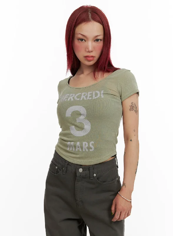Steals and Deals Graphic Cotton Crop Tee CY430