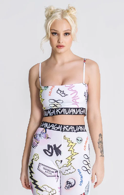 Weekend Savings Spectacle White Candy Crop Top
