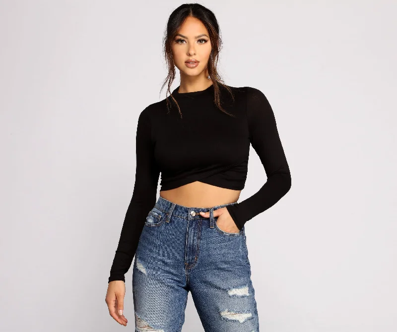The Best Prices Stylish Stunner Crepe Knit Crop Top