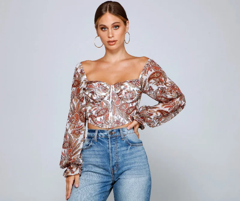 Year-End Sale Lookin' Fresh In Floral Chiffon Crop Top