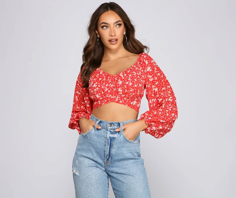 Stock Up Pretty Fab Off The Shoulder Ditsy Floral Top