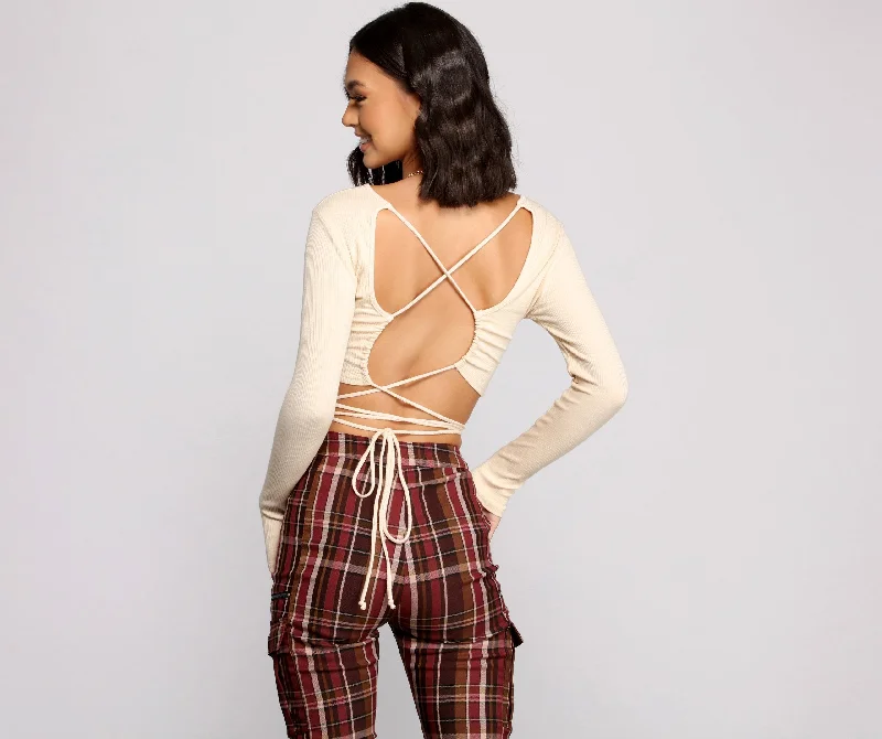 Weekend Offers That Excite Stun and Impress Lace Up Crop Top