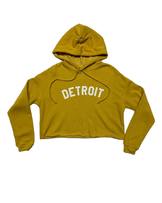 Weekend Specials to Love Ink Detroit Fleece Crop Hoodie - Mustard