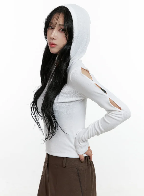 Special Offer Hooded Cut Out Crop Top CN411