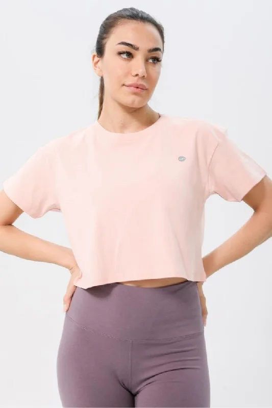 Weekend Bargains to Enjoy W Moon Cropped Tee - Light Coral