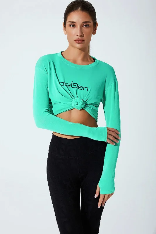 Overstock Clearance Emmy Long Sleeves Top - Downy Green