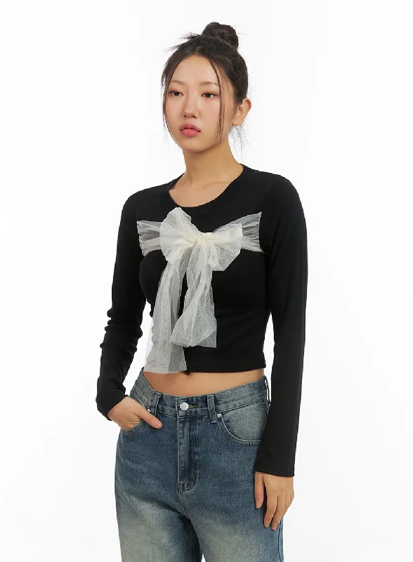 Weekend Savings Bonanza Ribbon Tied Long Sleeve Top IS402
