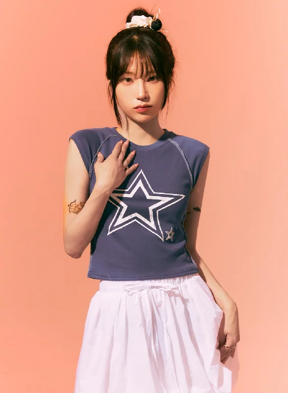 Weekend Deals to Make You Smile Star Graphic Tee OA426