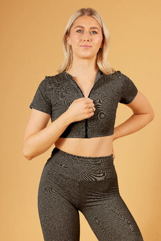 Instant Savings ZIPPED CROPPED TEE