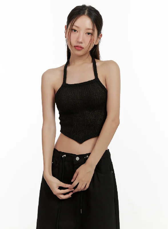 Big Savings Asymmetrical Halter Crop Top CL431