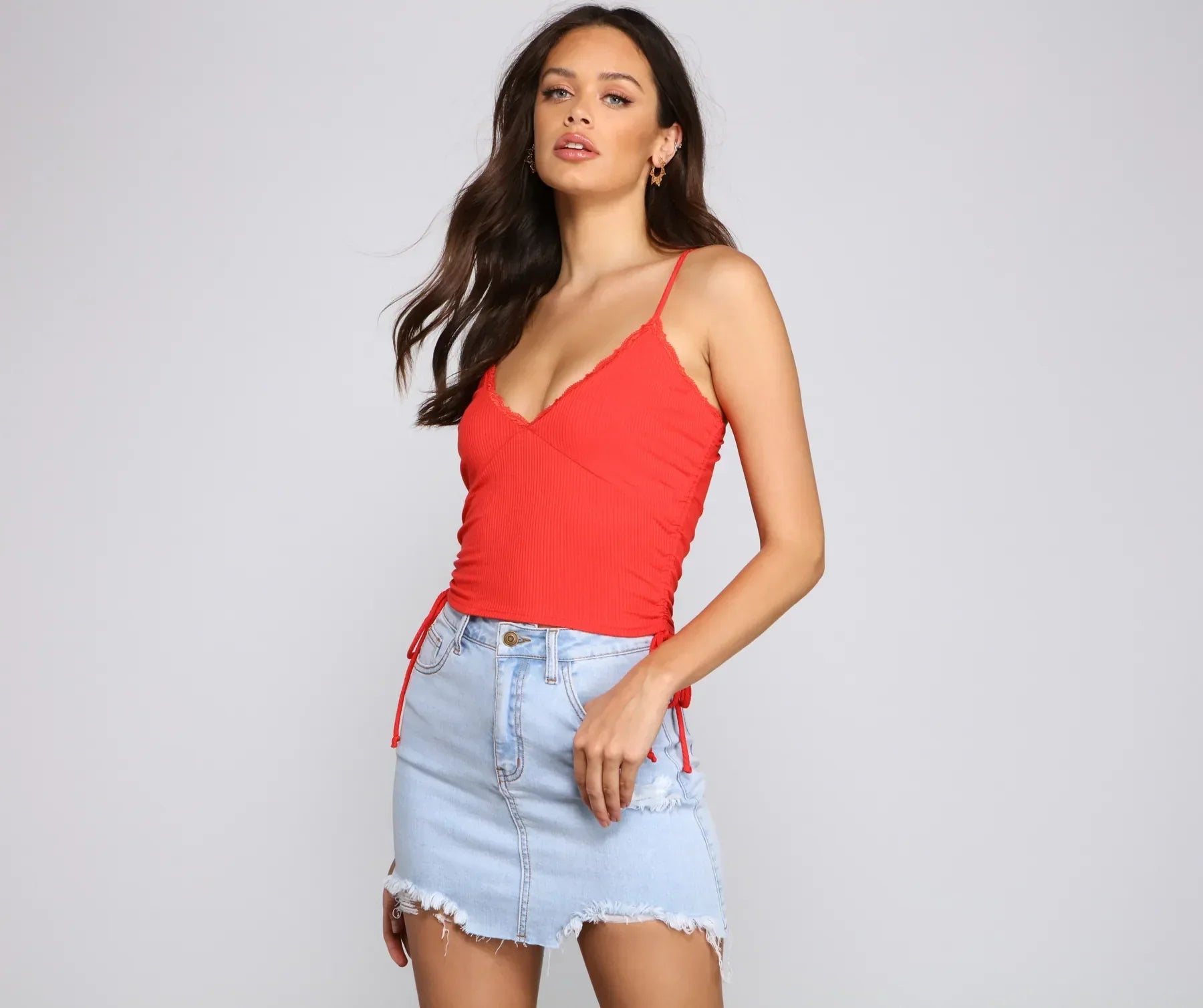 Shop and Save So Chic Lace-Up Ribbed Crop Top