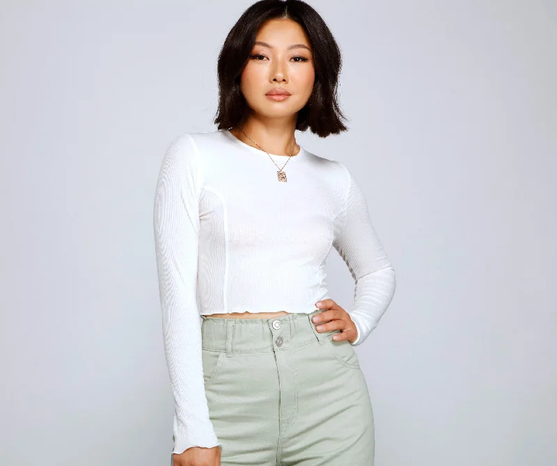 Best Seller All The Details Ribbed Knit Crop Top