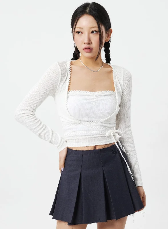 Overstock Sale Lace Top And Cardigan Set CM324