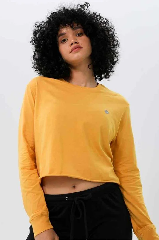 Weekend Offers That Please W Moon Cropped Tee Long-Sleeve - Turmeric