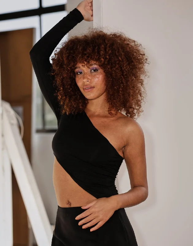 Massive Savings Penton Long Sleeve Top (Black)