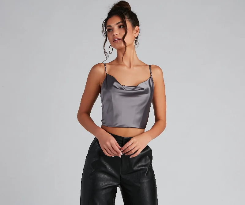 Weekend Deals That Thrill Sleek And Fab Satin Crop Top