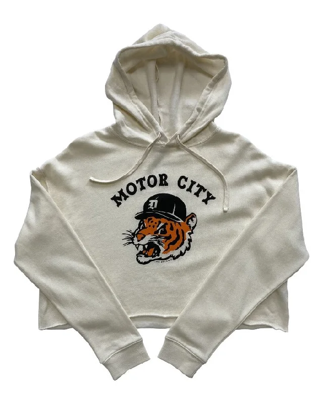 Unbeatable Deal Ink Detroit Motor City Kitty Crop Hoodie - Heather Natural