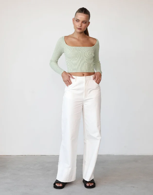 Special Price Self Control Knit Top (Sage)