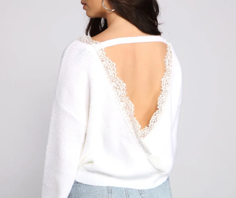 Hot Buy Keeping Knit Chic In Lace Sweater