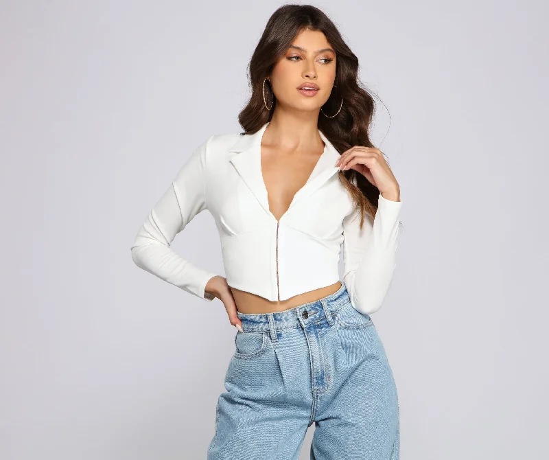Weekend Discounts to Delight Hook And Eye Crepe Crop Top